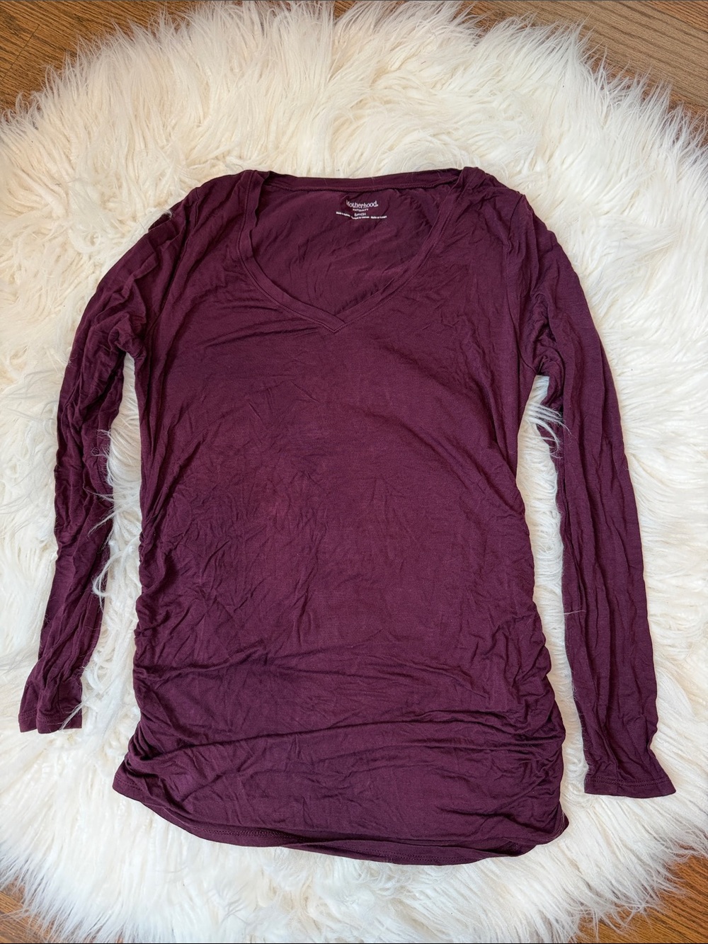 Motherhood Maternity Long Sleeve V-Neck Top - Burgundy